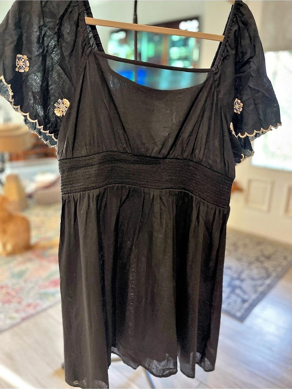 Old Navy Embroidered Mini Dress in Black Size Small